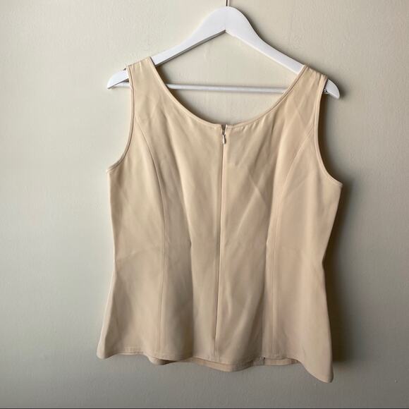 Tom & Linda Platt Cream Princess Cut Crewneck Sleeveless / Cami Top - Size 10 - Picture 2 of 8